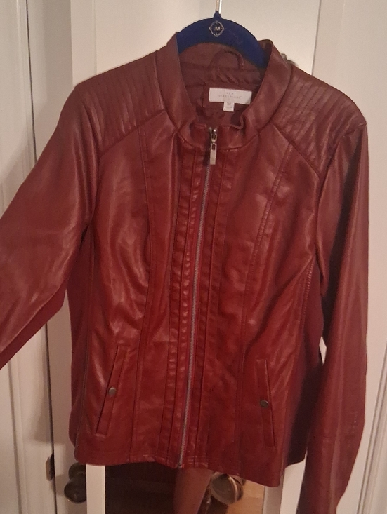 Jackets & Blazers - Faux Leather Moto Jacket - Rust Brown